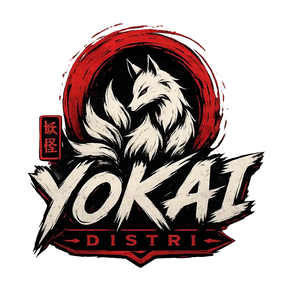 Logo Yokai Distri avec renard clair sans fond